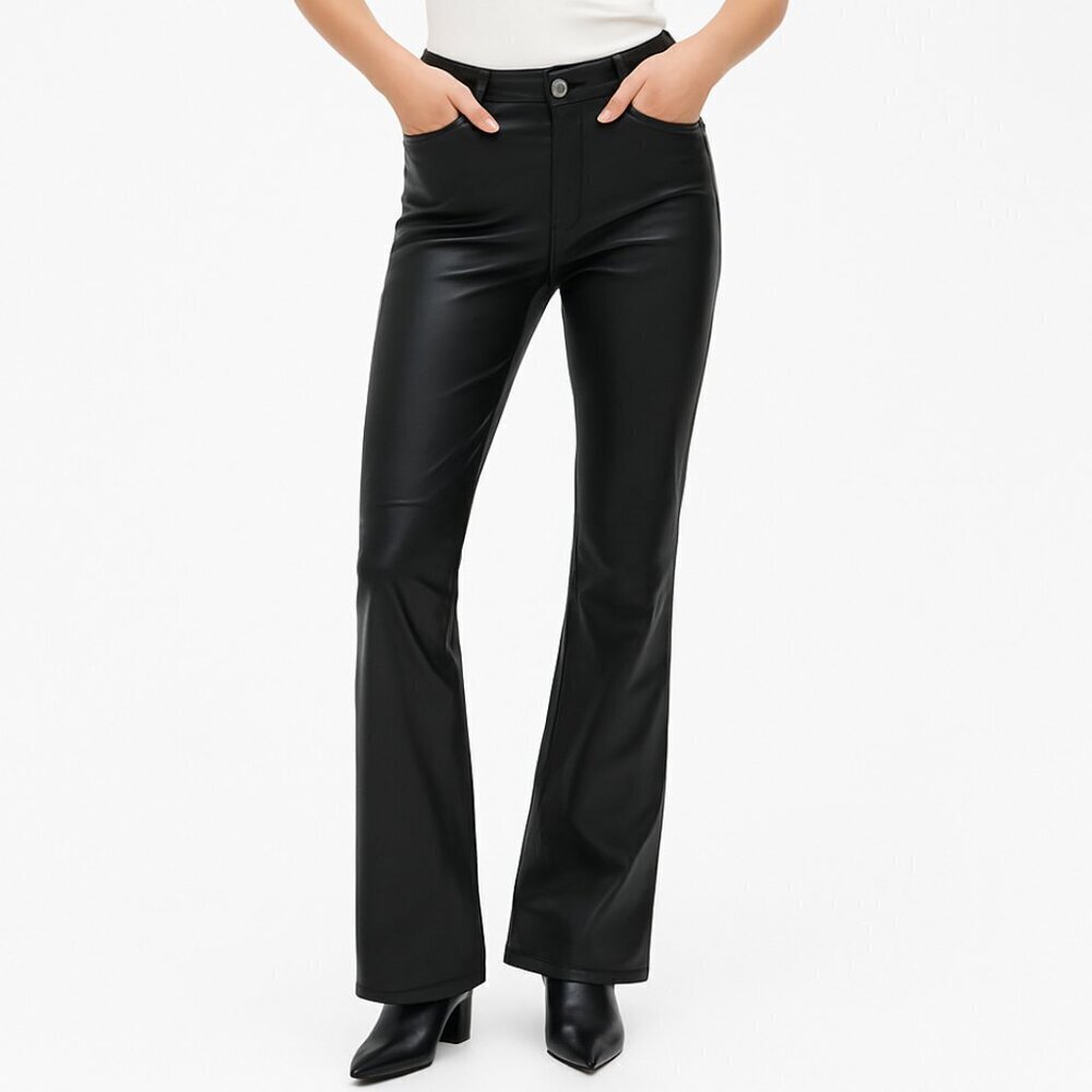 Zara Faux Leather Bootcut Pants Vegan Leather Black US 6